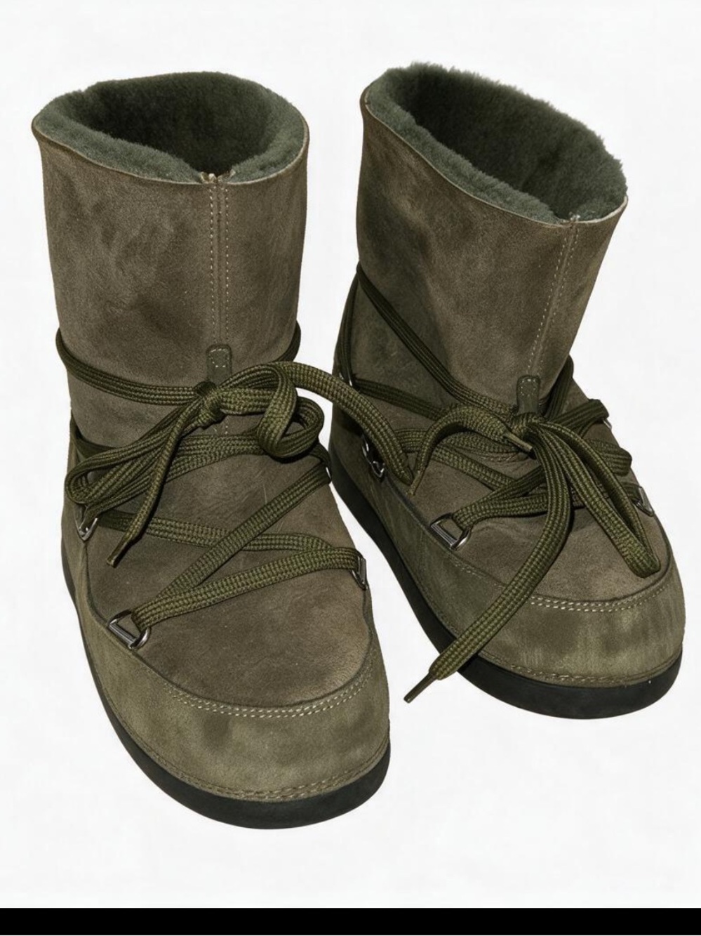 Bogner Olive Green Suede Winter Lace-Up Boots